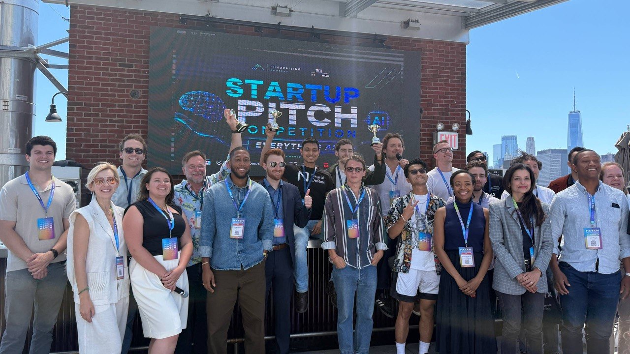 Judges and founders at the Everything AI Startup Pitch Competition during New York Tech Week.